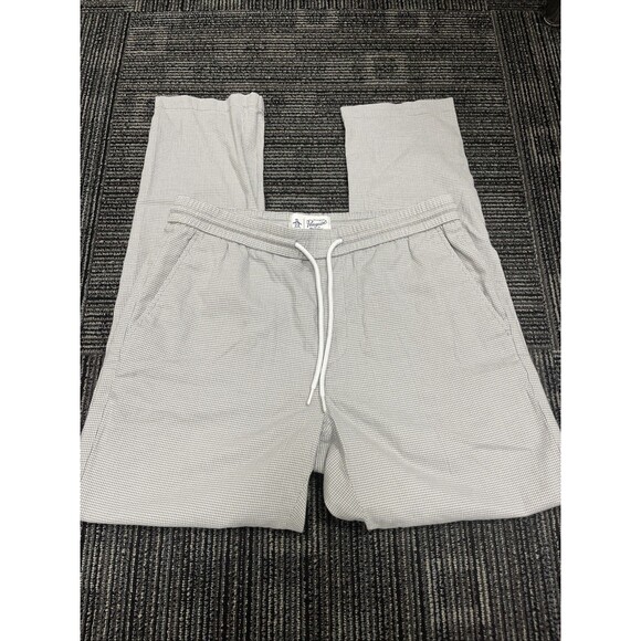 Original Penguin Munsingwear Men's Pants Gray White Plaid Stretch Slim Fit MED - Picture 1 of 11